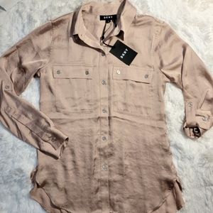 NWT DKNY silky button-up blouse